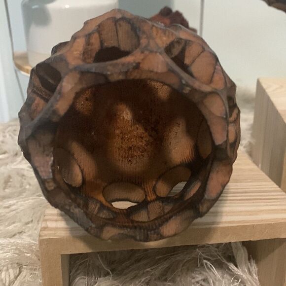 Vintage Wooden Brutalist Style Candle Holders Set Of Three Retro - Picture 3 of 16